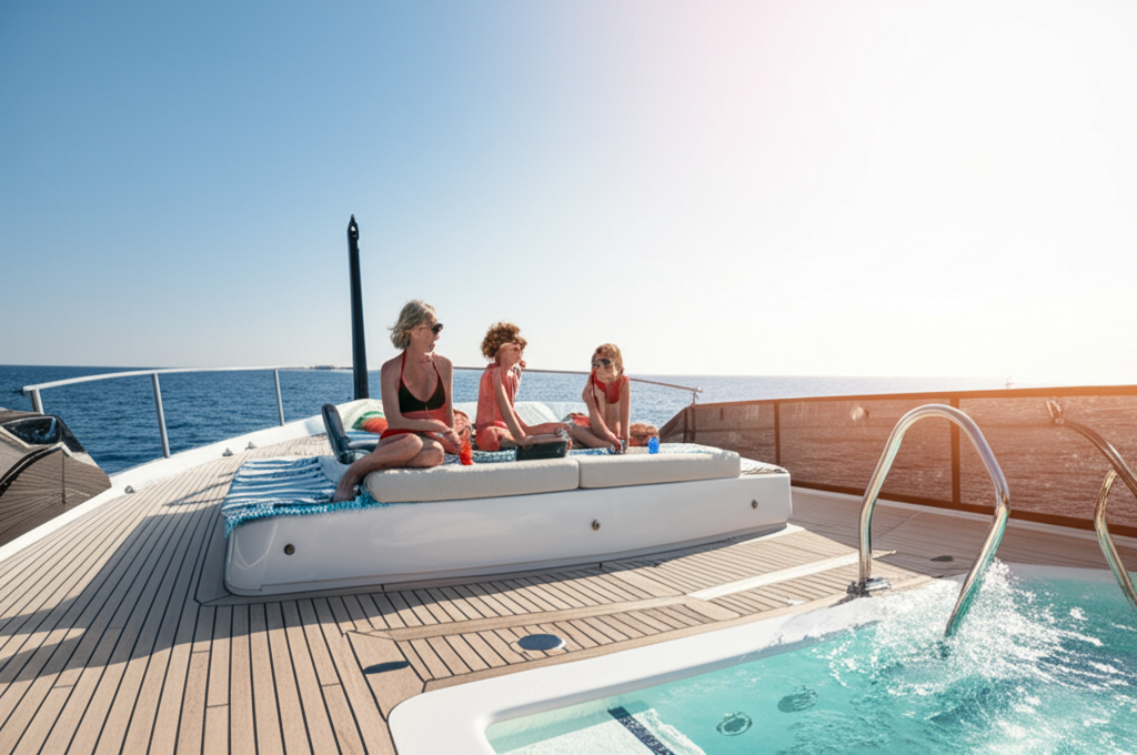 Family enjoying luxury expedition